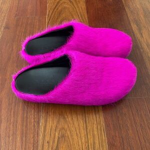 MARNI - Fussbett Sabot Fuchsia Pink Calf Hair Mules Slip-On Clogs - Sz 38